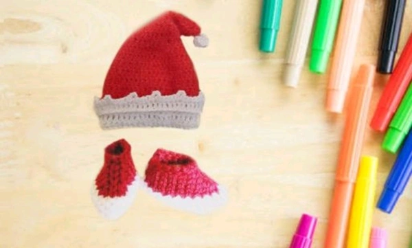 Combo Of Stylish Red & White Woolen Cap N Shoes - Free Size, Red& White, Wool, Multipack of1